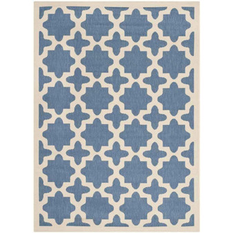 Courtyard Blue and Beige 6'7" x 9'6" Sisal Weave Outdoor Area Rug