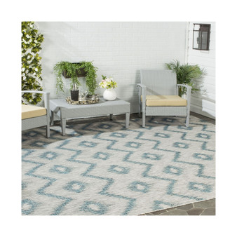 Courtyard Gray and Blue 9' x 12' Outdoor Area Rug