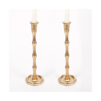 Bamboo Large Candlestick Set, 2-Piece