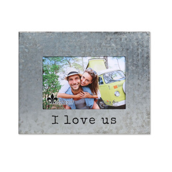 Galvanized Metal Picture Frame - I Love Us - 4" x 6"