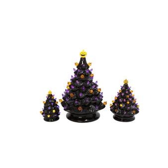 Battery Operated Lighted Dolomite Halloween Trees with Sound Set, 3 Pieces