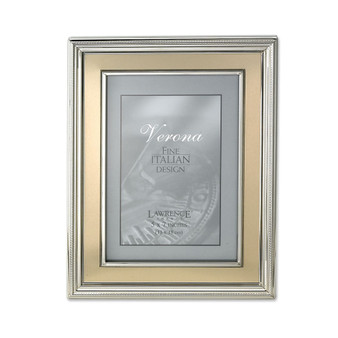 Silver Plated Metal Picture Frame - Brushed Gold Inner Panel - 5" x 7"
