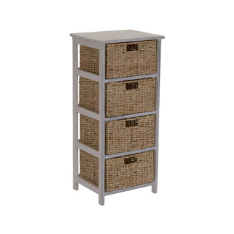 Household Essential Whitewash 4-Basket Storage Tower