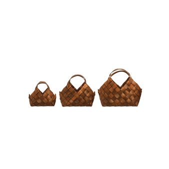 Set of 3 17.25'' L x 11.5" W x 14.25" H Fir Wood Baskets