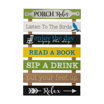 Oversized Rustic Slats Porch Rules Sign Wall Sign