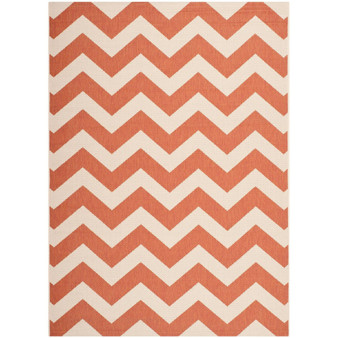 Courtyard Terracotta and Beige 6'7" x 9'6" Outdoor Area Rug