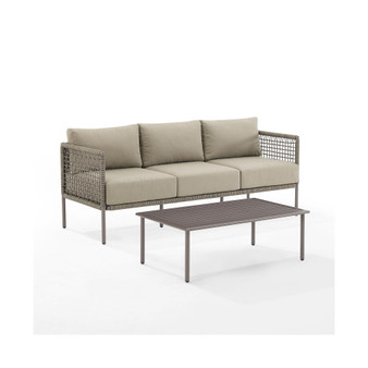 Cali Bay 2 Piece Outdoor Wicker and Metal Sofa Set