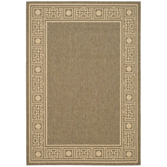 Courtyard Dark Beige and Beige 6'7" x 9'6" Outdoor Area Rug
