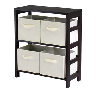 Capri 2-Section M Storage Shelf with 4 Foldable Fabric Baskets