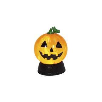 Lighted Jack-O-Lantern Battery Operated Smoky Spinning Water Globe, 7"