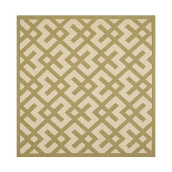 Courtyard Beige and Green 4' x 4' Sisal Weave Square Outdoor Area Rug