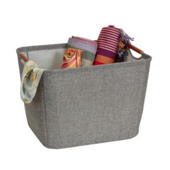 Medium Tapered Soft-Side Storage Bin with Wood Handles
