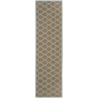 Courtyard Brown and Aqua 2'3" x 12' Sisal Weave Runner Outdoor Area Rug