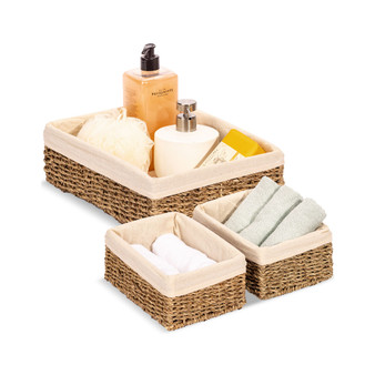 Seagrass Baskets with Liner, Set of 3