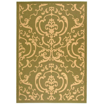 Courtyard Olive and Natural 7'10" x 7'10" Square Outdoor Area Rug