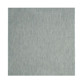Courtyard Aqua and Gray 6'7" x 6'7" Sisal Weave Square Outdoor Area Rug
