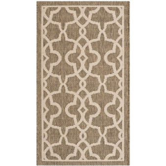 Courtyard Mocha and Beige 2'7" x 5' Outdoor Area Rug