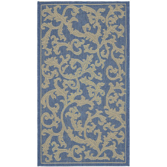 Courtyard Blue and Natural 2'3" x 6'7" Runner Outdoor Area Rug