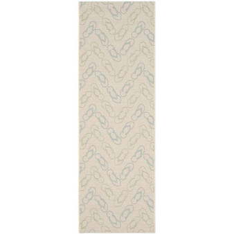 Courtyard Beige and Aqua 2'3" x 6'7" Sisal Weave Runner Outdoor Area Rug