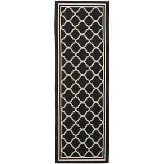 Courtyard Black and Beige 2'3" x 14' Runner Outdoor Area Rug