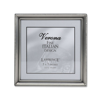 Antique Pewter Picture Frame - Bead Border Design - 5" x 5"