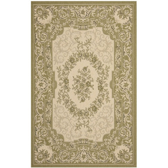 Courtyard Cream and Green 4' x 5'7" Sisal Weave Outdoor Area Rug
