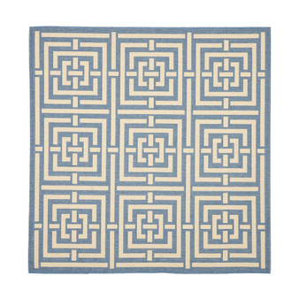 Courtyard Blue and Bone 6'7" x 6'7" Square Outdoor Area Rug