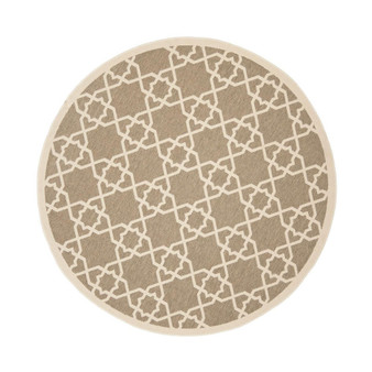 Courtyard Brown and Beige 6'7" x 6'7" Round Outdoor Area Rug