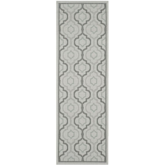 Courtyard Light Grey and Anthracite 2'3" x 8' Sisal Weave Runner Outdoor Area Rug