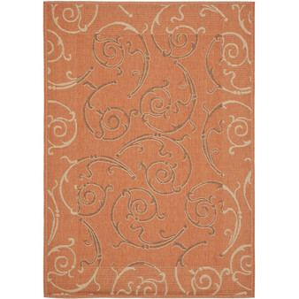 Courtyard Terracotta and Cream 4' x 5'7" Outdoor Area Rug