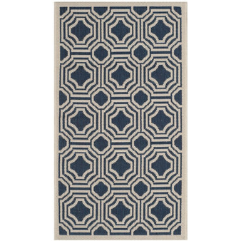 Courtyard Navy and Beige 2' x 3'7" Outdoor Area Rug