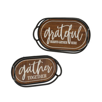 Assorted Trays with Engraved Wood Platters Set, 2 Pieces