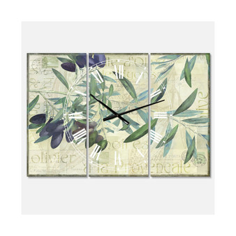 Olives De Nyons Large Cottage 3 Panels Wall Clock - 23" x 23" x 1"
