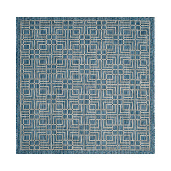 Courtyard Navy and Gray 6'7" x 6'7" Square Outdoor Area Rug