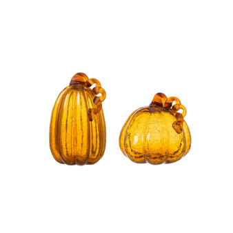 Amber Crackle Pumpkin, Set of 2