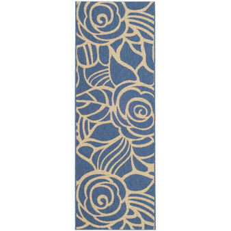 Courtyard Blue and Beige 2'3" x 10' Runner Outdoor Area Rug