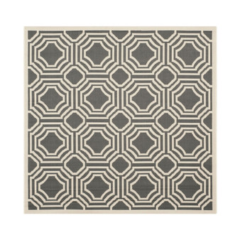 Courtyard Anthracite and Beige 5'3" x 5'3" Square Outdoor Area Rug