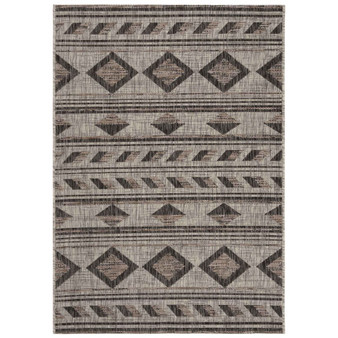 Courtyard Gray and Black 4' x 5'7" Outdoor Area Rug