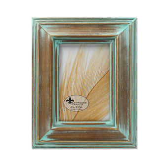 Weathered Wood with Verdigris Wash Picture Frame - 4" x 6"