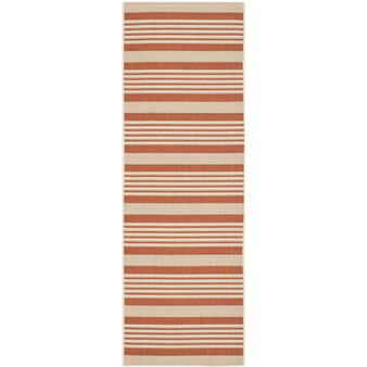 Courtyard Terracotta and Beige 2'3" x 14' Sisal Weave Runner Outdoor Area Rug