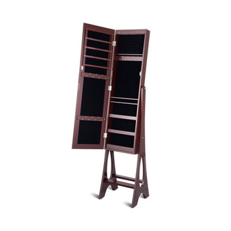 LED Jewelry Cabinet Organizer Bevel Edge Mirrored Standing