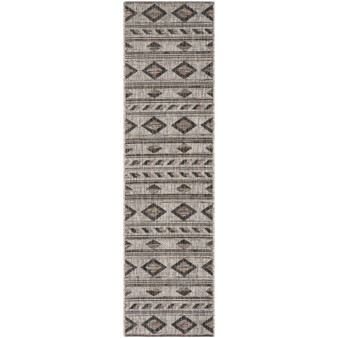 Courtyard Grey and Black 2'3" x 10' Sisal Weave Runner Outdoor Area Rug