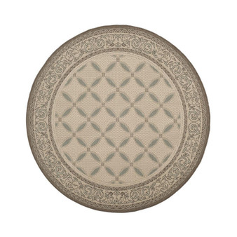 Courtyard Beige and Dark Beige 5'3" x 5'3" Round Outdoor Area Rug