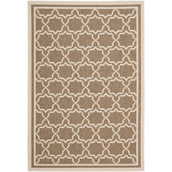 Courtyard Brown and Bone 5'3" x 5'3" Round Outdoor Area Rug