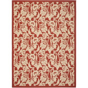 Courtyard Red and Creme 8' x 11' Outdoor Area Rug