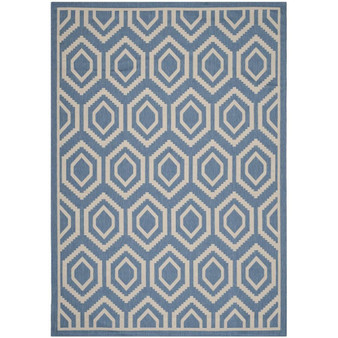 Courtyard Blue and Beige 6'7" x 9'6" Outdoor Area Rug