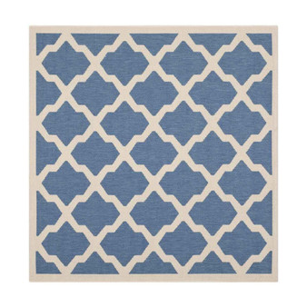 Courtyard Blue and Beige 5'3" x 5'3" Sisal Weave Square Outdoor Area Rug