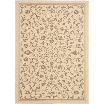 Courtyard Natural and Brown 7'10" x 7'10" Round Outdoor Area Rug