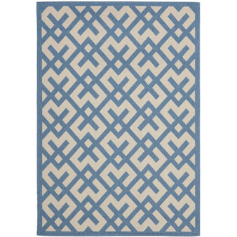 Courtyard Beige and Blue 5'3" x 7'7" Outdoor Area Rug