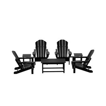 7 Piece Set Outdoor Folding Adirondack Chairs with Coffee Table Side Table